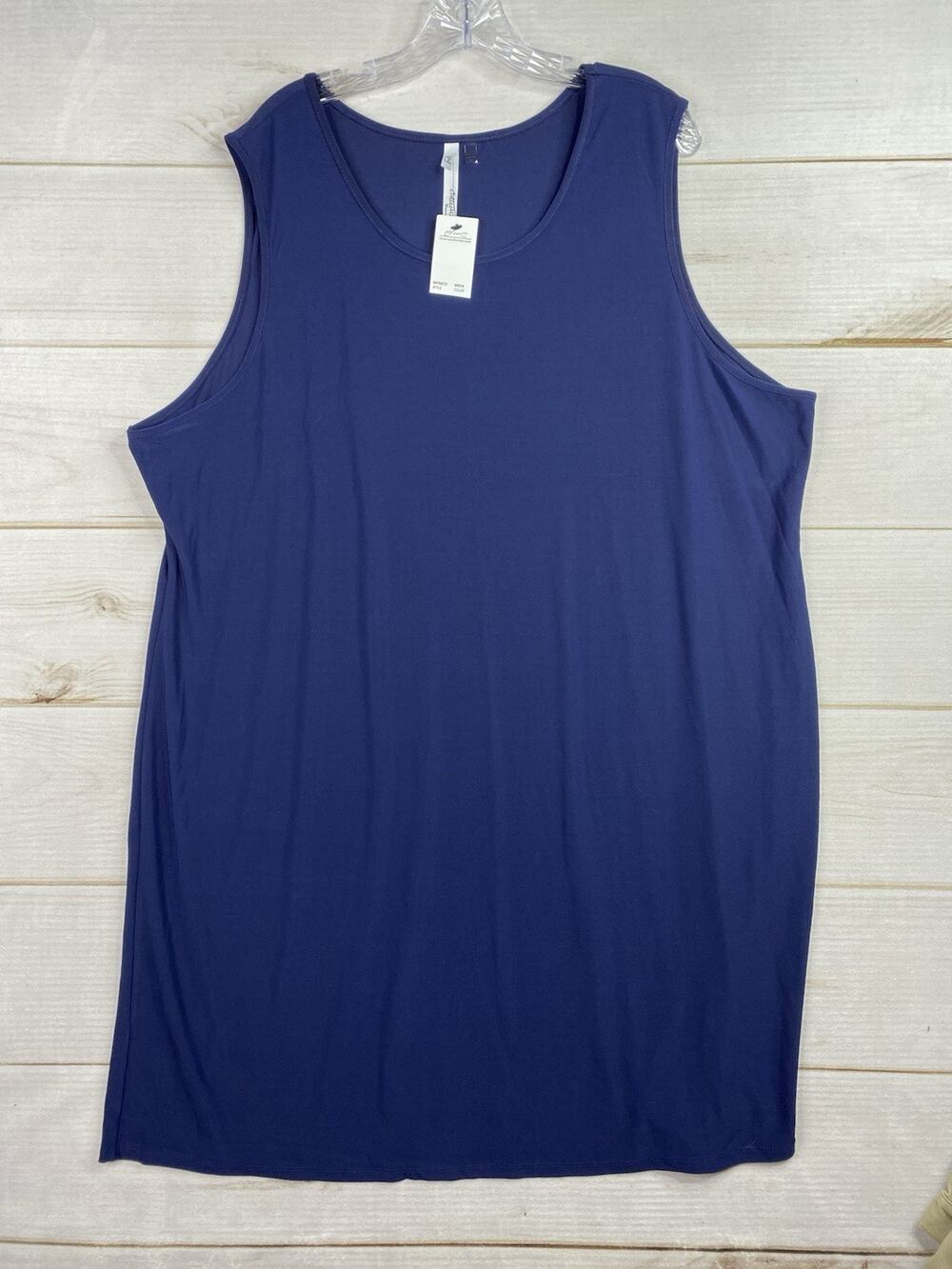 NY Collection Dress Womens 3X Navy Blue Sleeveless Jersey Knit Tank Casual NWT